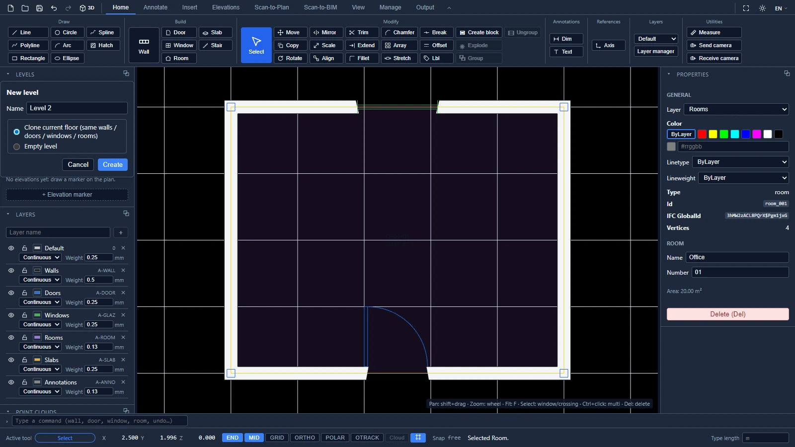 The editor in dark mode