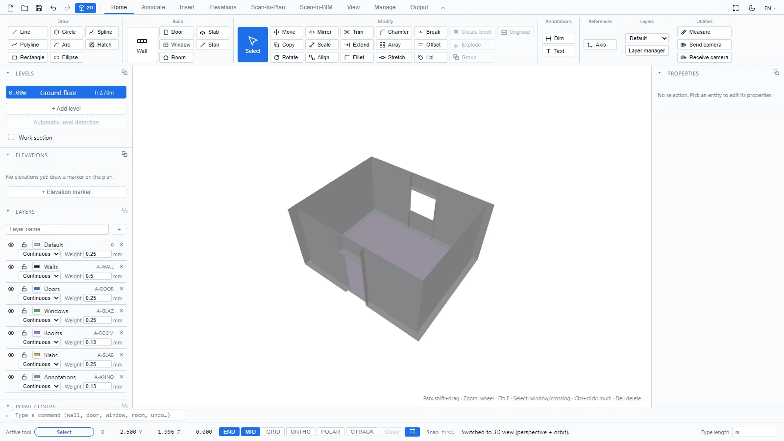 The same plan in the 3D view