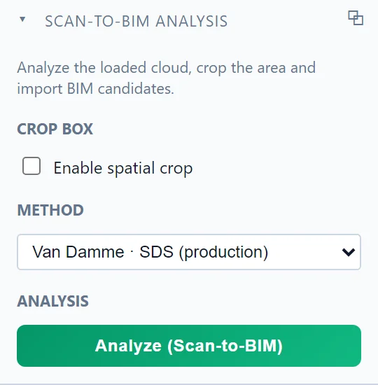 Le panneau Analyse Scan-to-BIM