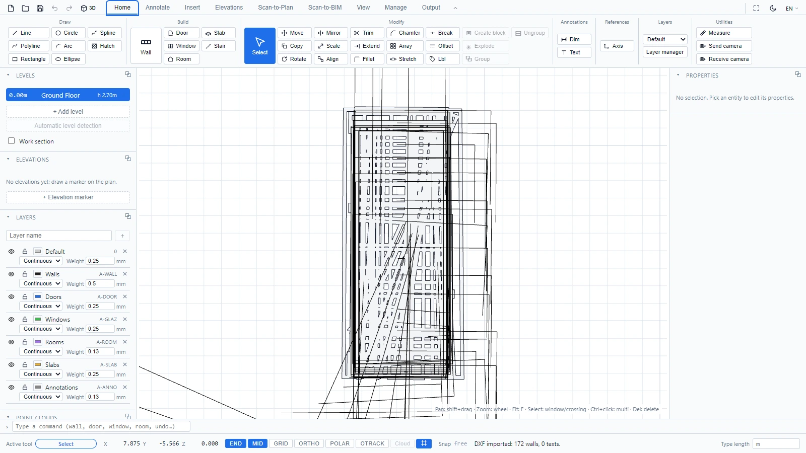 가져온 DXF 평면도