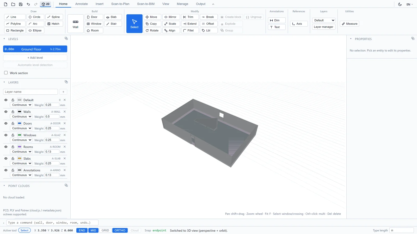 3D 뷰의 동일한 계단