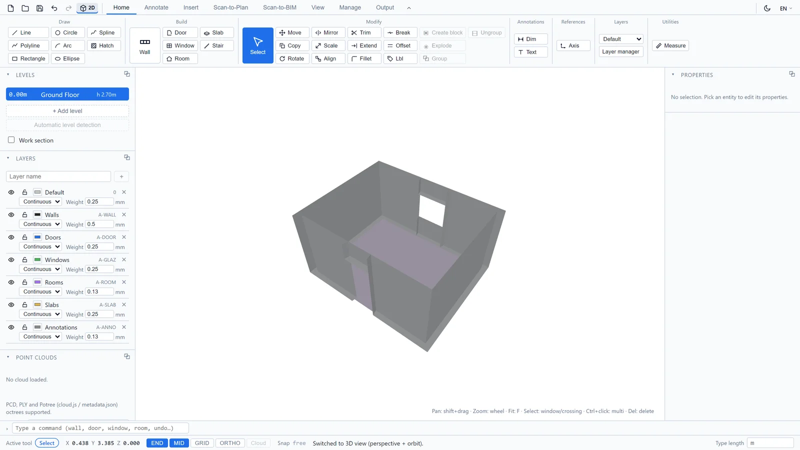 Samma ritning i 3D-vyn